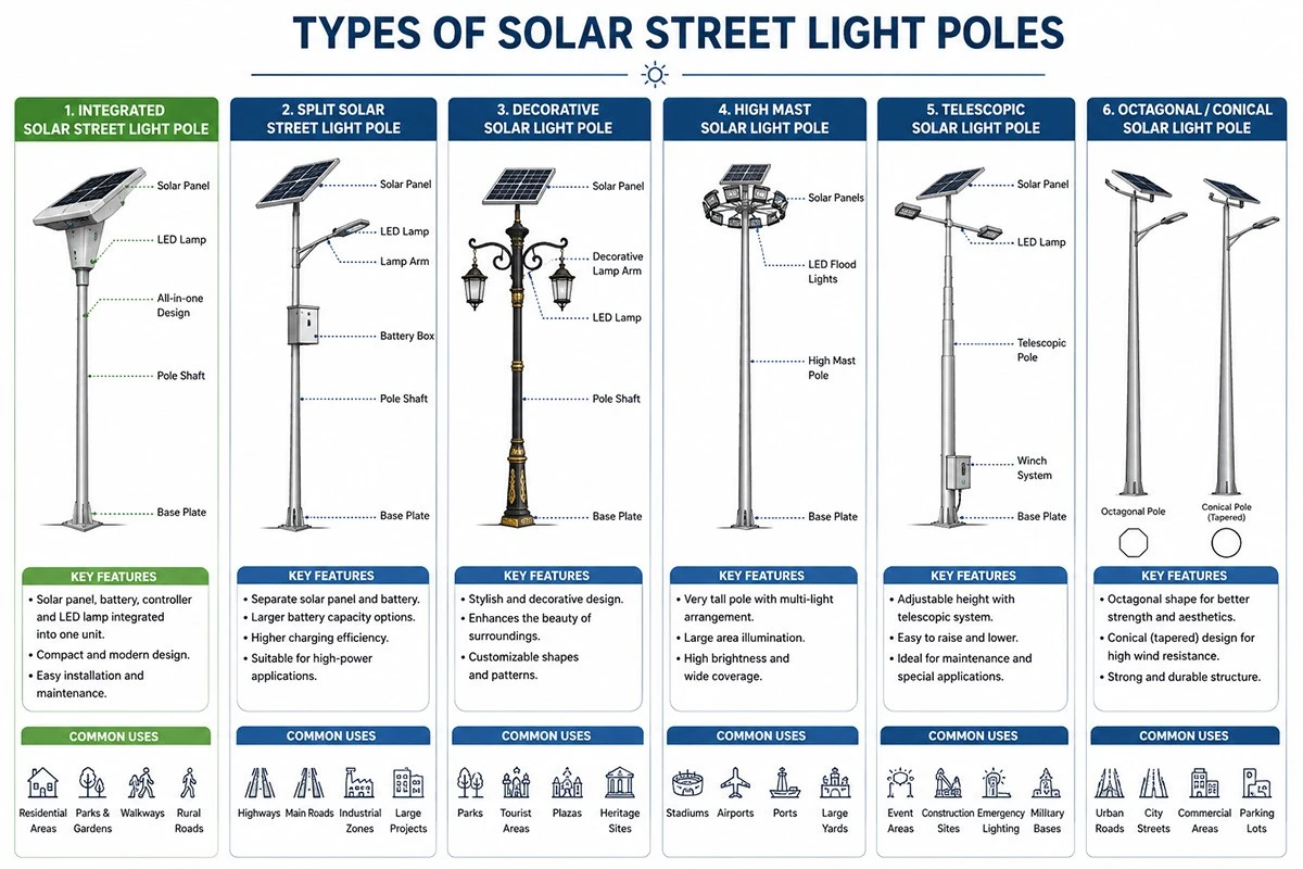 Solar Street Light Pole Types Solar Street Light Pole Types